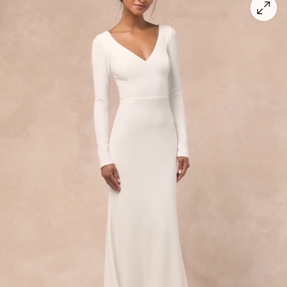 Lulu's Classic Cream Long Sleeve Dress